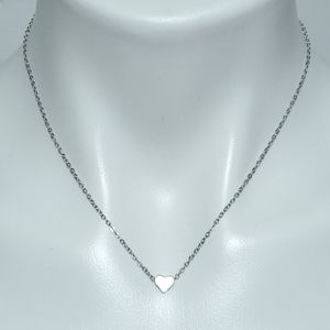 Dainty Simple Trendy Silver Heart Love Necklace